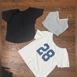 Women’s bundle of 3 Short sleeve t shirt tank SHEIN Black Grey White Med Large